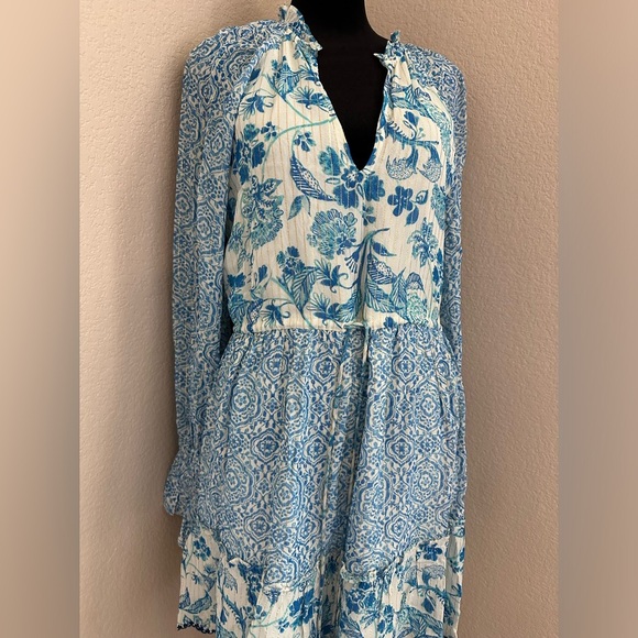 Hemant and Nandita Blue and White Midi Dress - Picture 1 of 9